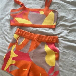 Colorful Abstract Crop Top and Shorts Set